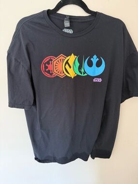 Star Wars Black Tee with Pride Rainbow Faction Icons